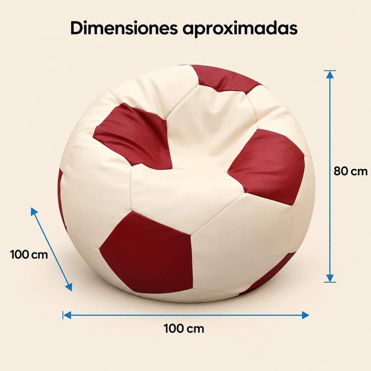 Puff Balón Arsyl Crema y Granate