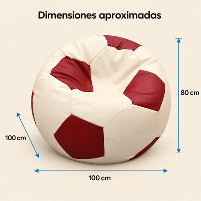 Puff Balón Arsyl Crema y Granate